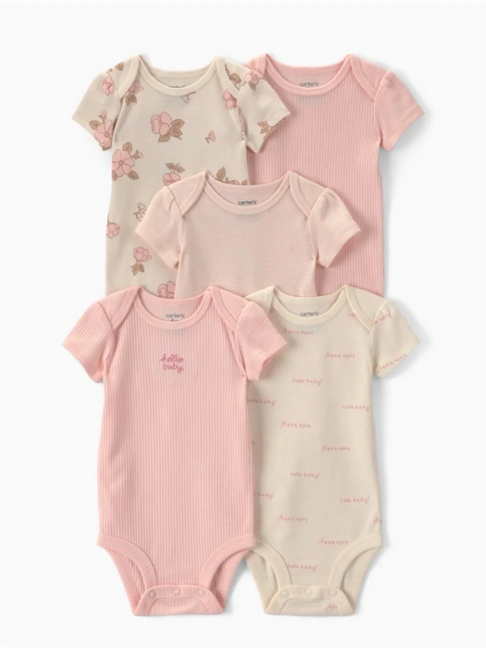 Short-Sleeve Bodysuits (5 Pack) size 3 months. Nwt